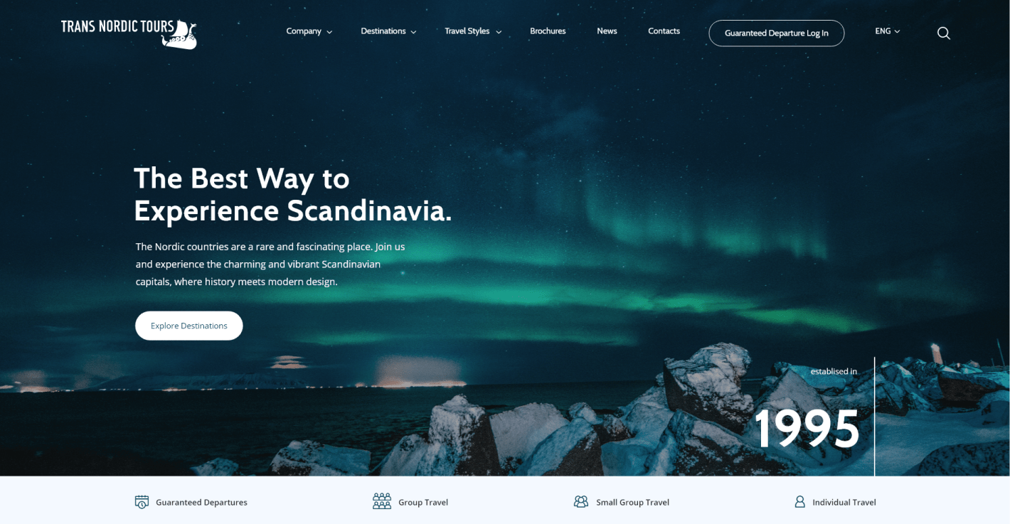 Trans Nordic Tours Website, Designed and Developed by Ester Digital