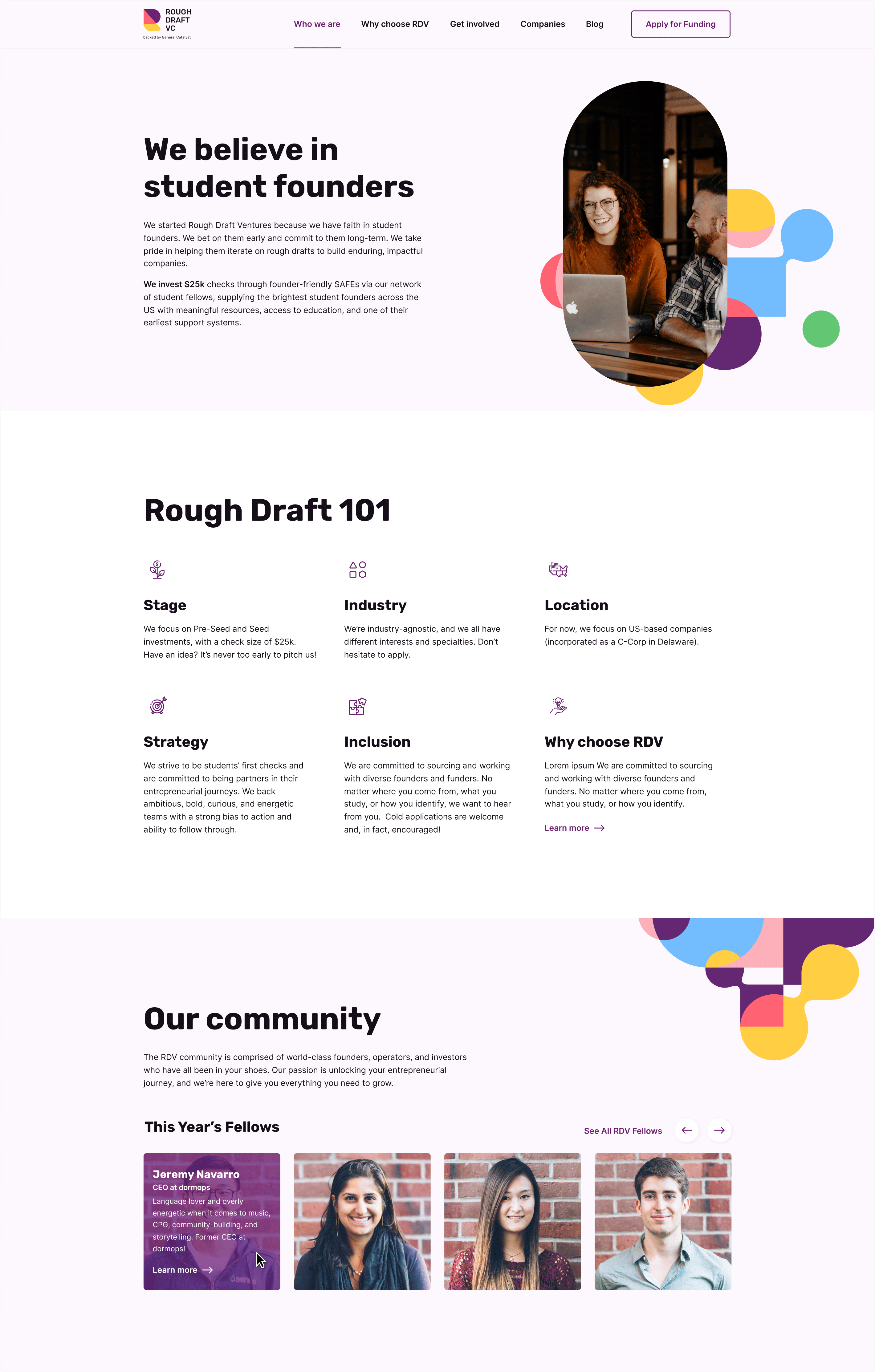 Rough Draft Ventures, Designed and Developed by Ester Digital